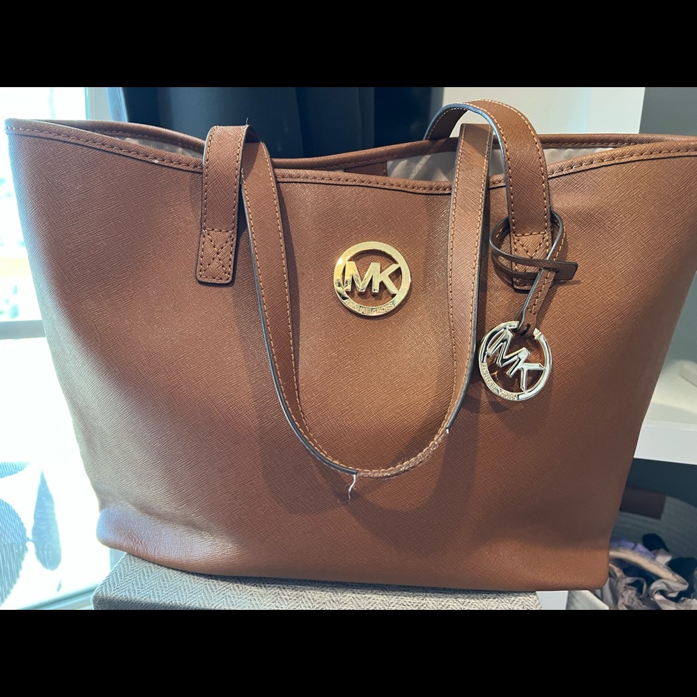 Brown and gold Michael Kors Large Jet Set Carryall